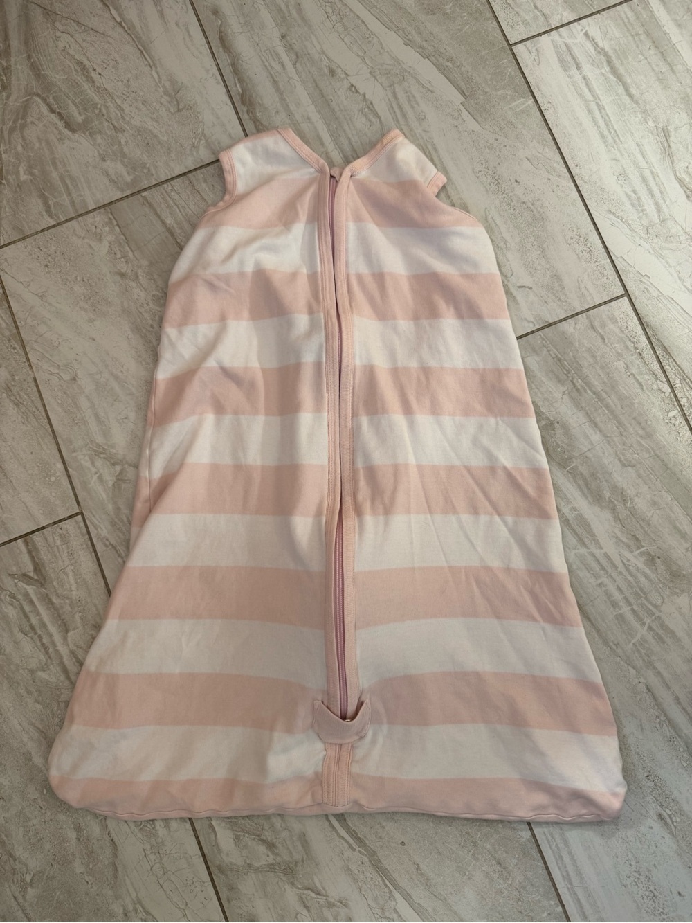 Burt's Bees Baby Pink and White Striped Sleeveless Sleep Sack - medium 0.5 tog